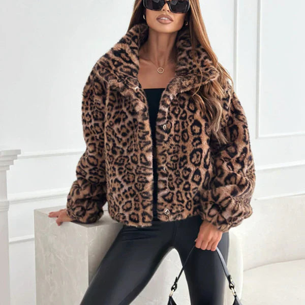 Damen Jacke Leopardenmuster Weich