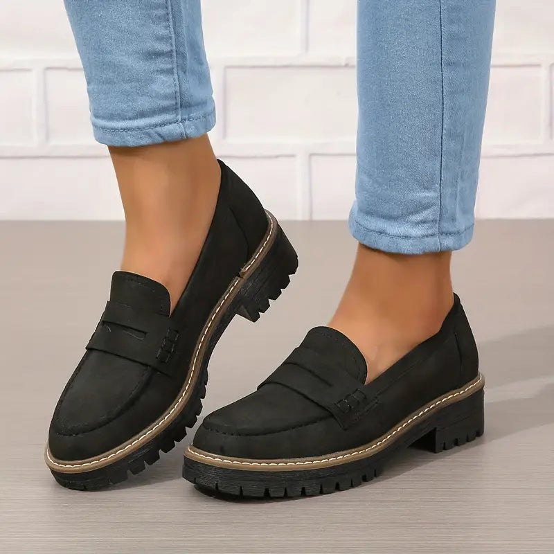 Damen Plateau Loafer Reinschlüpfen - Eveloria