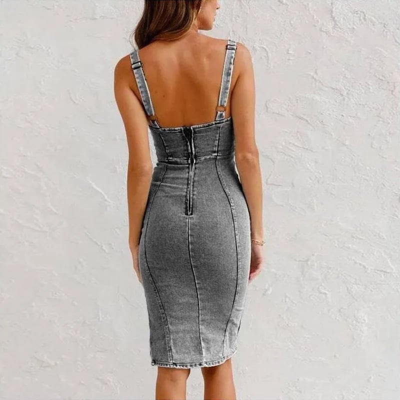 Annelies Damen Denimlook Midi-Kleid