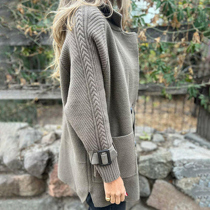Damen Jacke Mittellang Doppelknopf Revers Stylisch