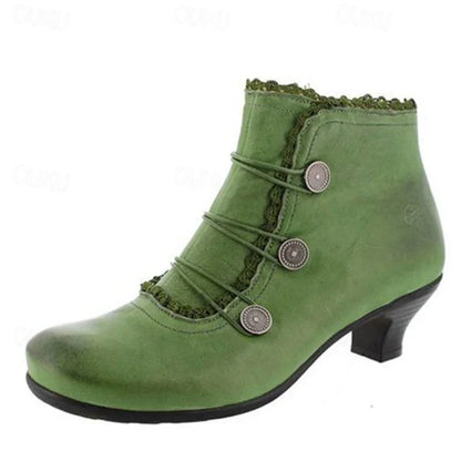 Damen Viktorianische Schnür-Stiefeletten Spitzenbesatz