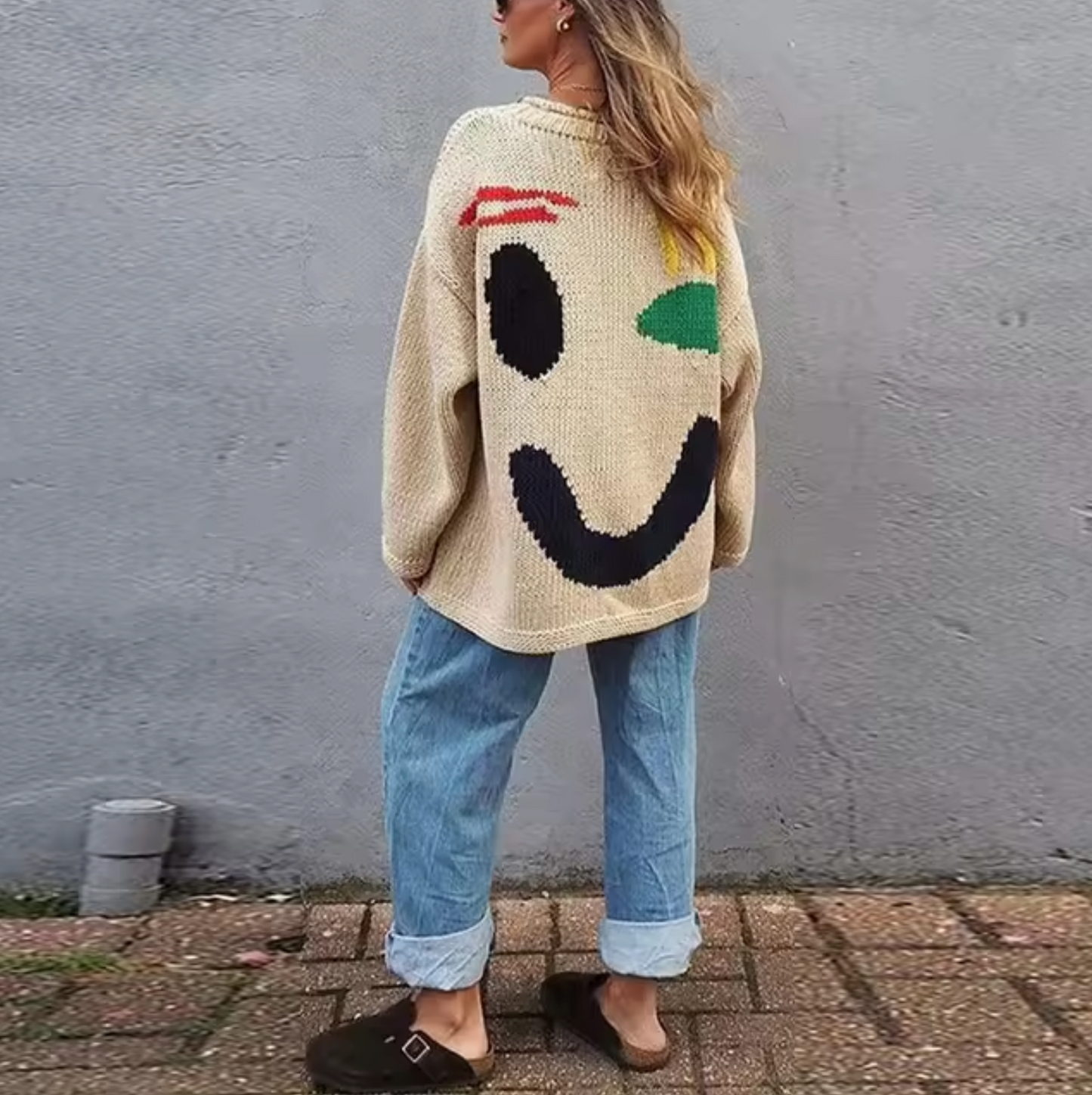 Norvielle Damen Übergroßer Strickpullover Baumwolle