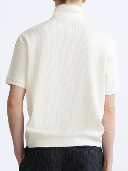 Herren Kurzarm-Polo Cremeweiß Baumwolle
