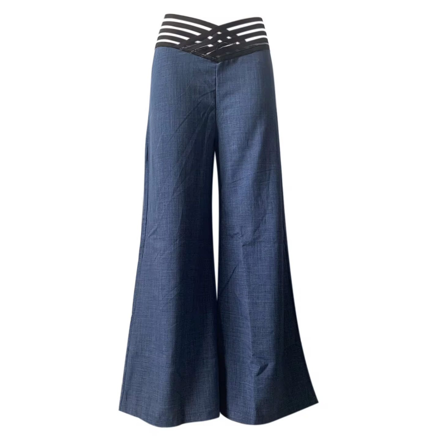 Hochtaillierte Damen-Hose Flachbund Überkreuzte Beine