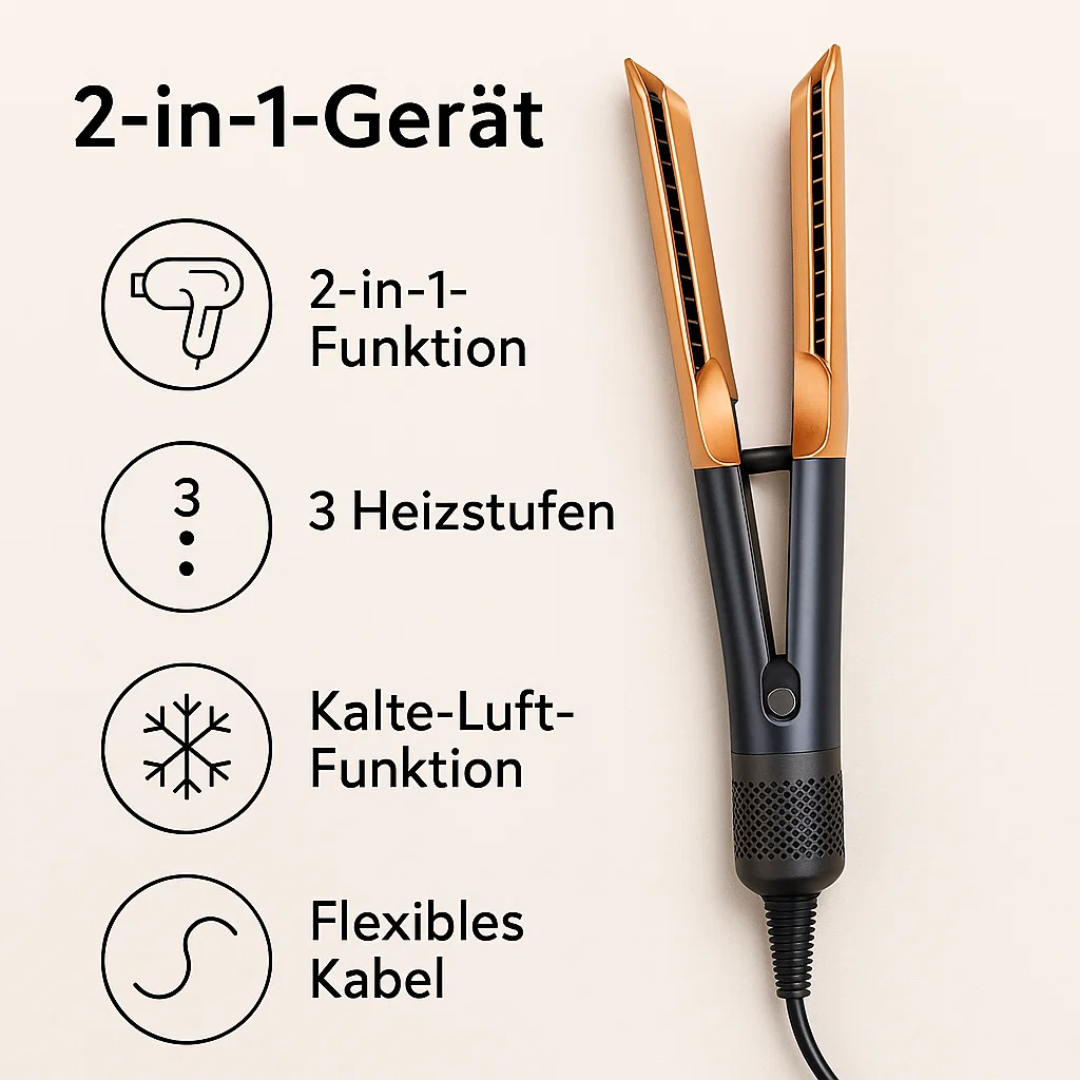 Föhn-Glätteisen 2-in-1 für müheloses Haarestyling