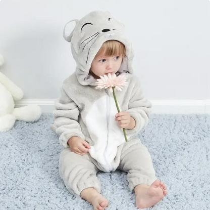 Kinder Fleece-Overall mit Tiermotiv