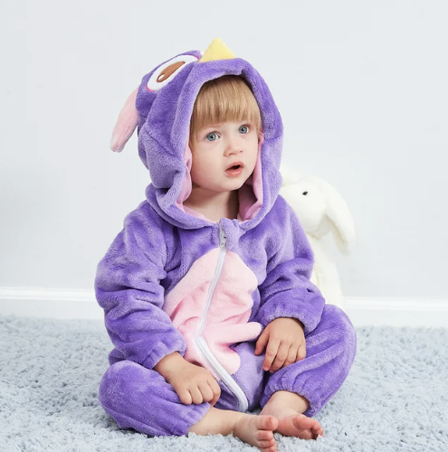 Kinder Fleece-Overall mit Tiermotiv