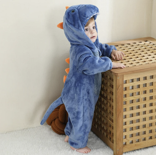 Kinder Fleece-Overall mit Tiermotiv