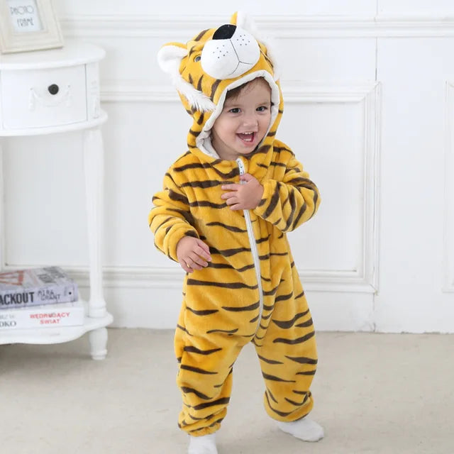 Kinder Fleece-Overall mit Tiermotiv