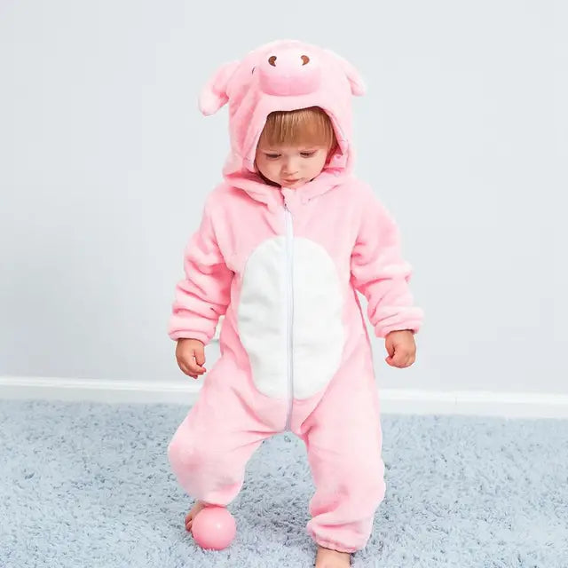 Kinder Fleece-Overall mit Tiermotiv