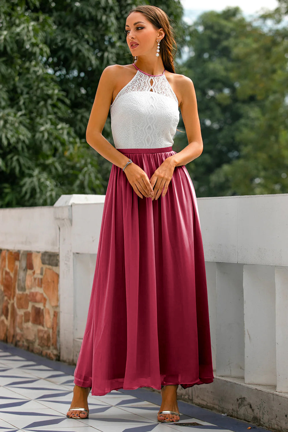 Damen Maxi Kleid Hochzeitsgastkleid
