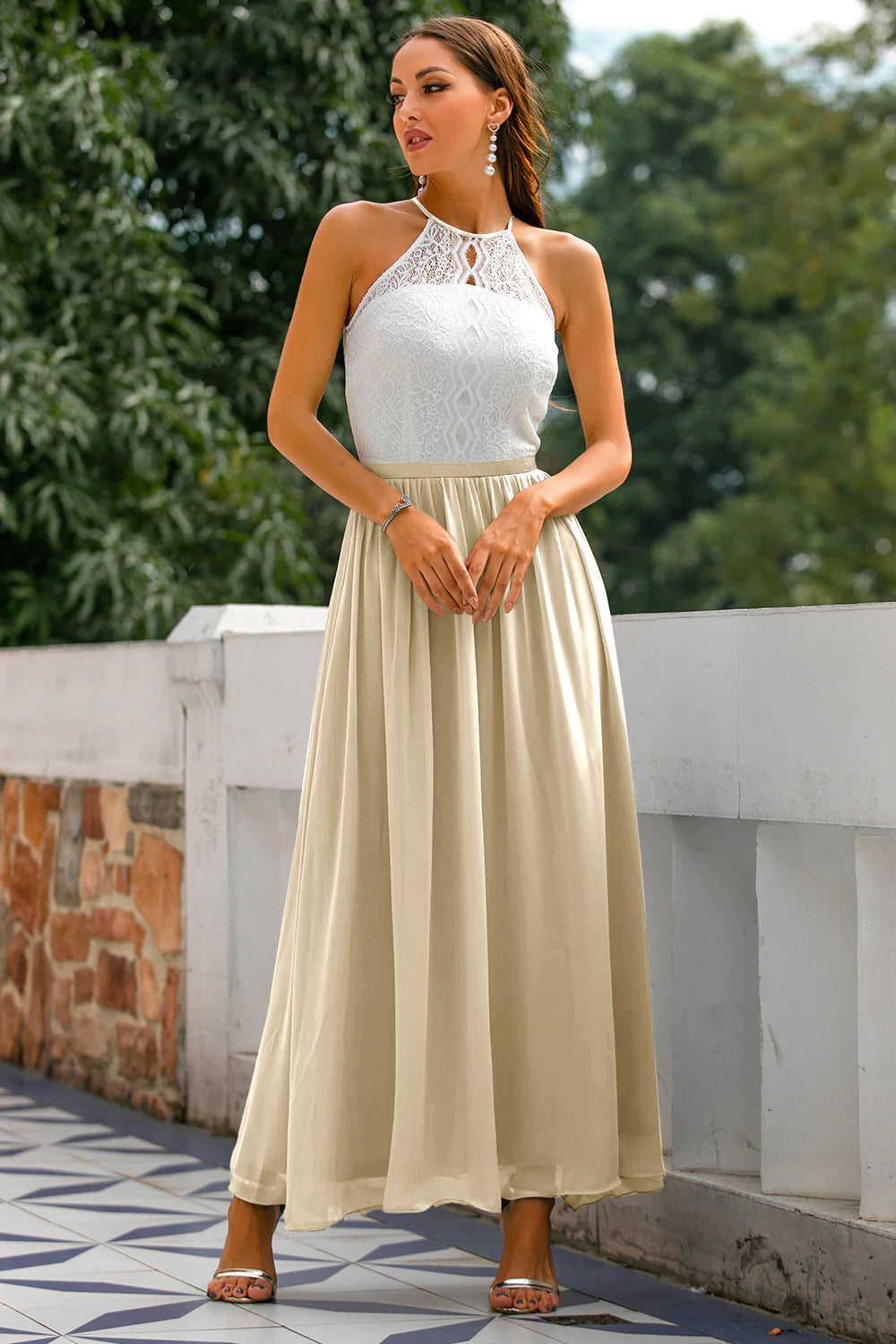 Damen Maxi Kleid Hochzeitsgastkleid