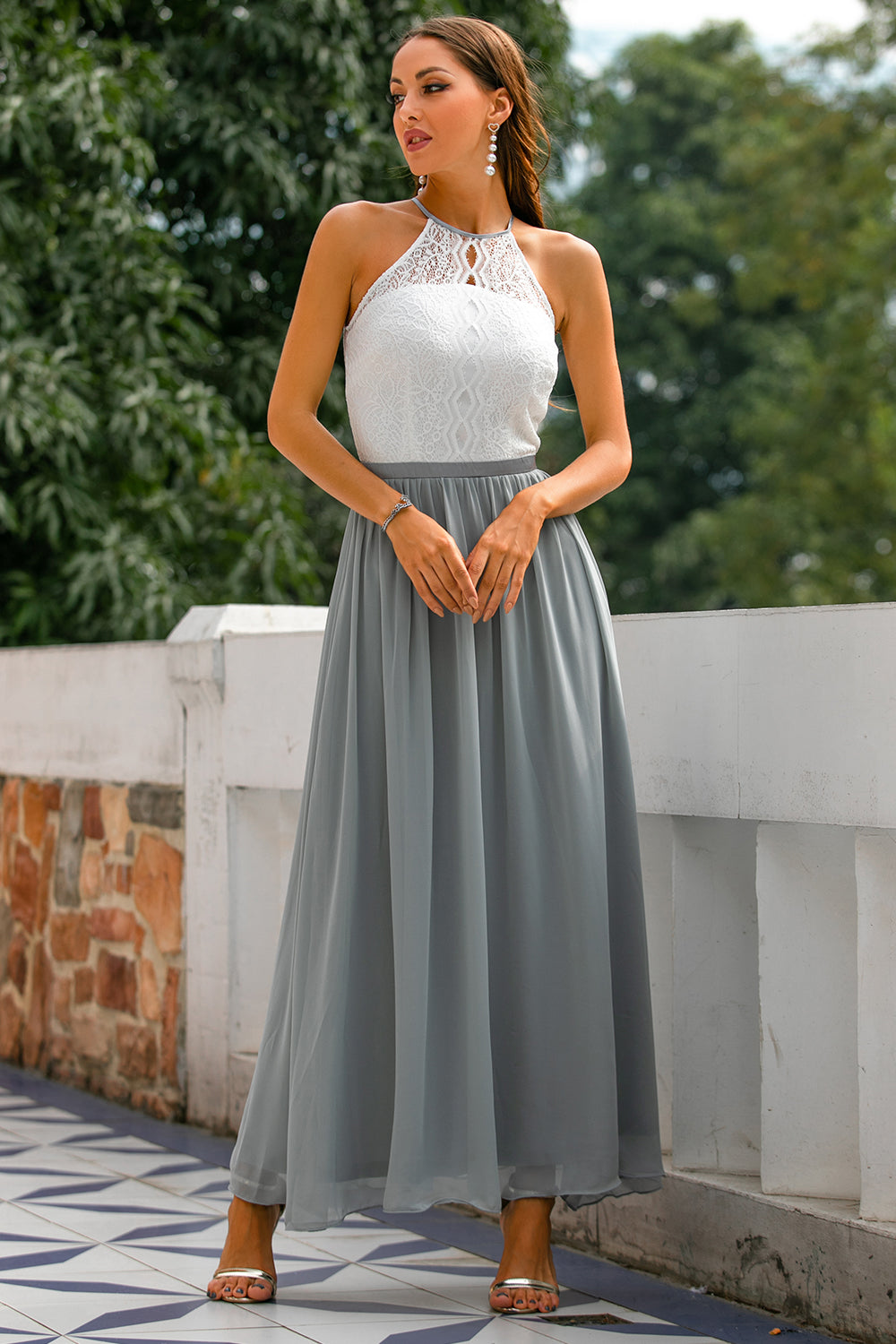 Damen Maxi Kleid Hochzeitsgastkleid