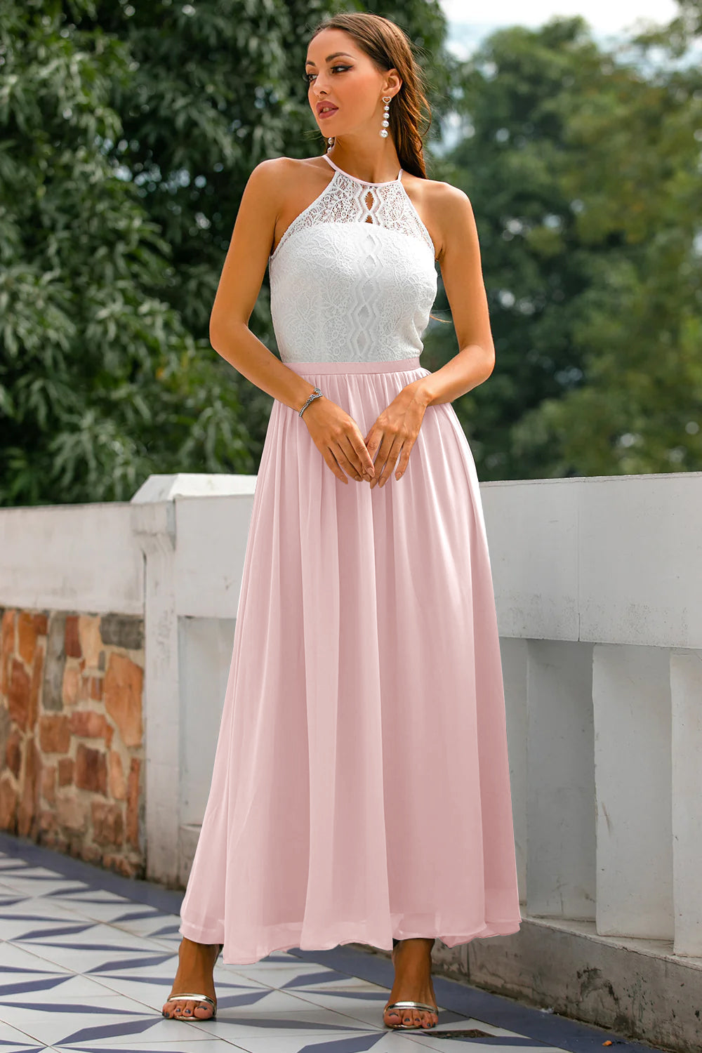 Damen Maxi Kleid Hochzeitsgastkleid