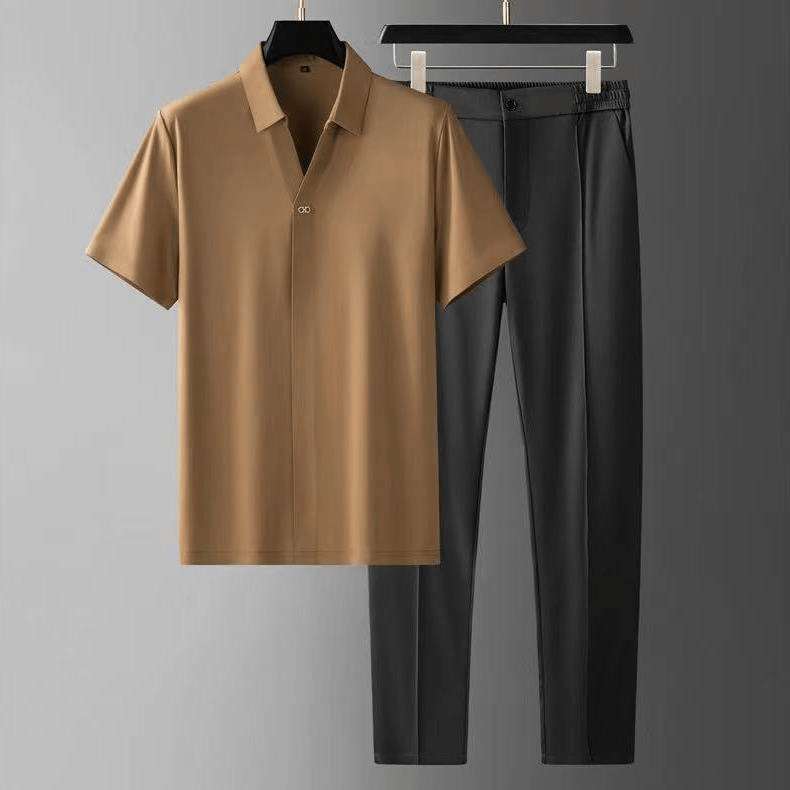 Herren Poloshirt und Hose Satin