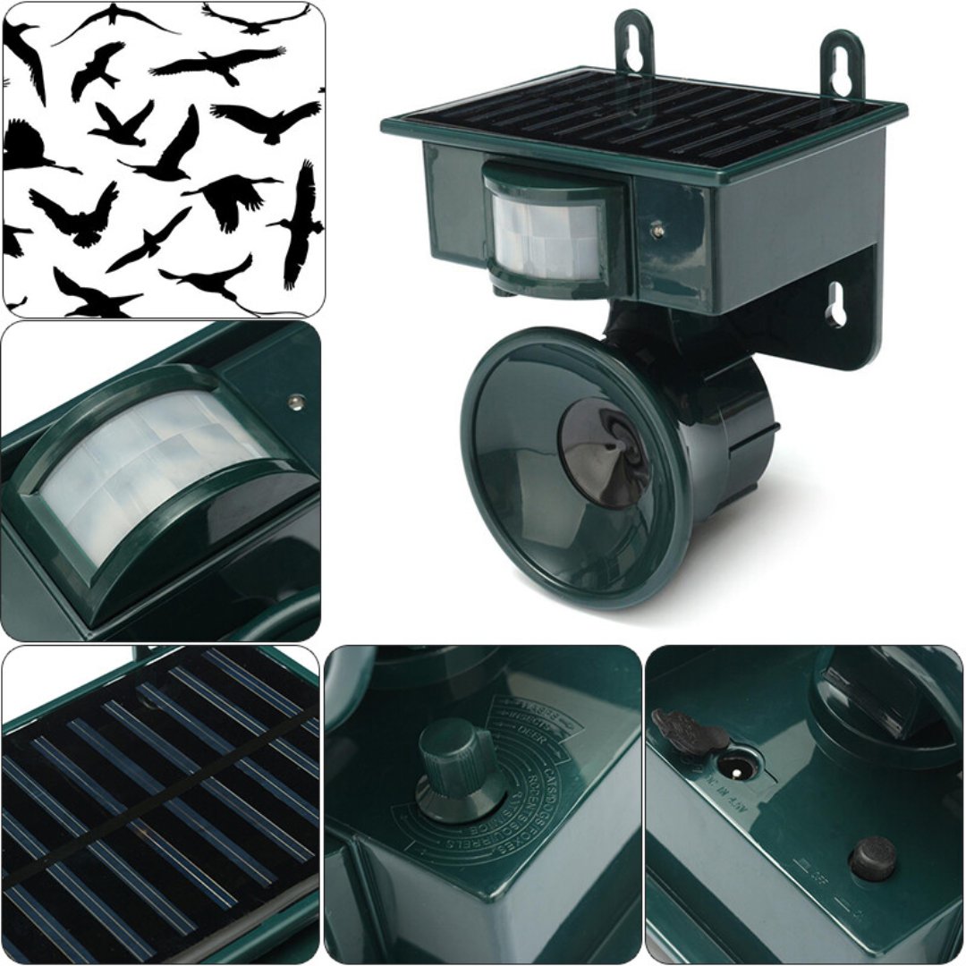 Wetterfester Vogelvertreiber mit PIR-Sensor und Solarenergie