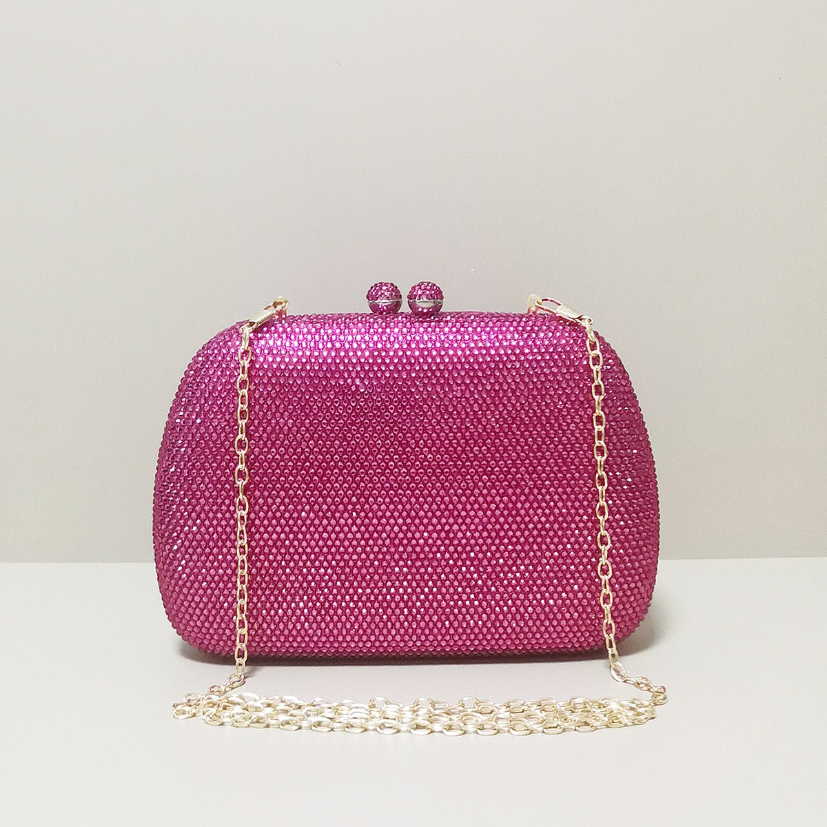 Damen Glitzer-Clutch Abendtasche Rosa Strassstein Kugelverschluss