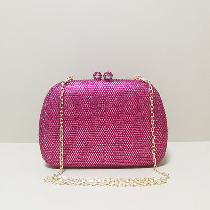 Damen Glitzer-Clutch Abendtasche Rosa Strassstein Kugelverschluss