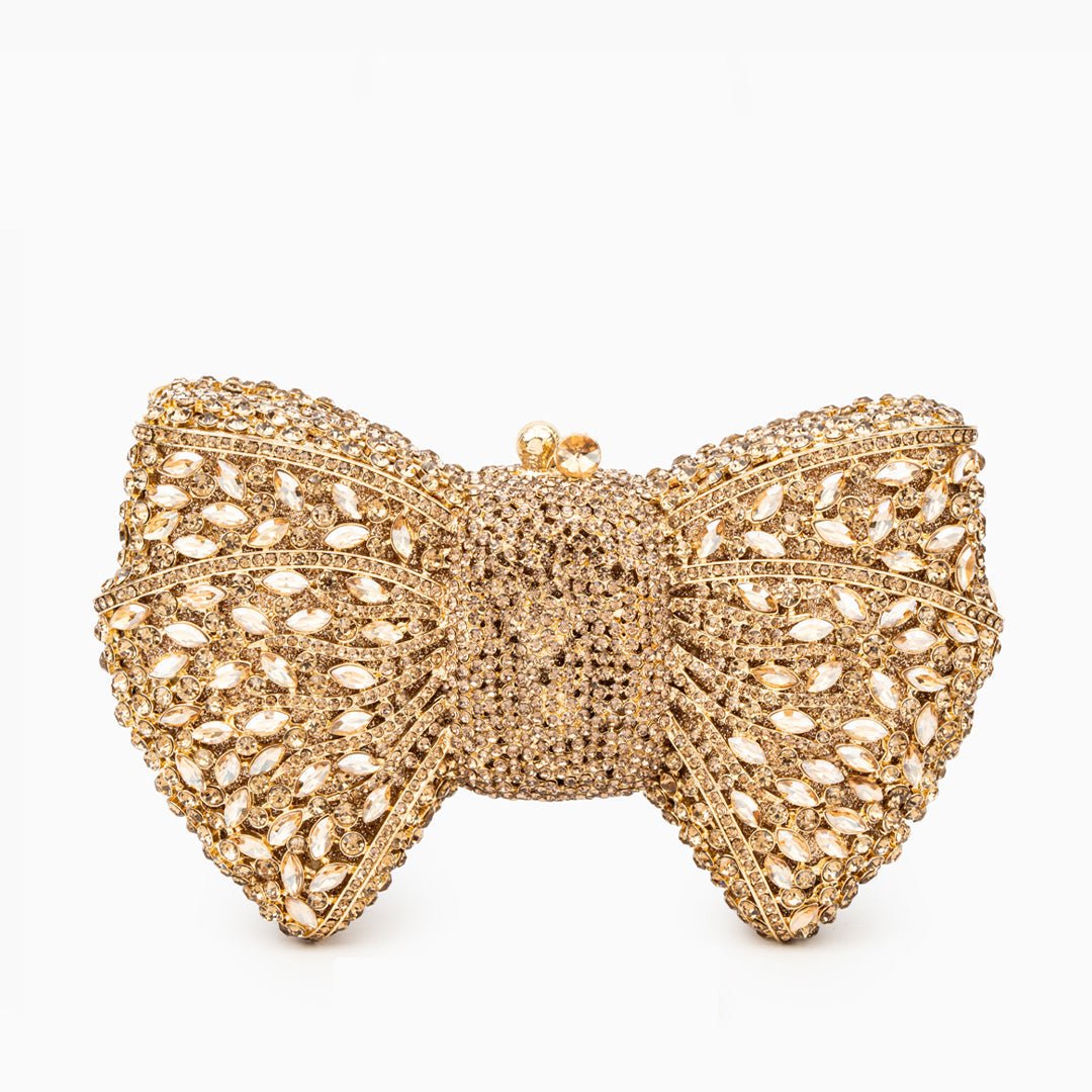 Loulou Damen Clutch Schleifenform Kristall Gold Glitzernd - Norvielle