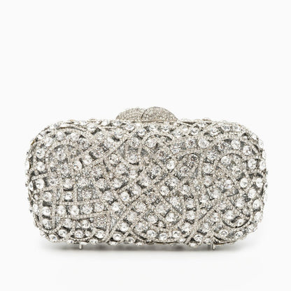 Damen Clutch Silber Kristallbesatz Glitzernd - Norvielle
