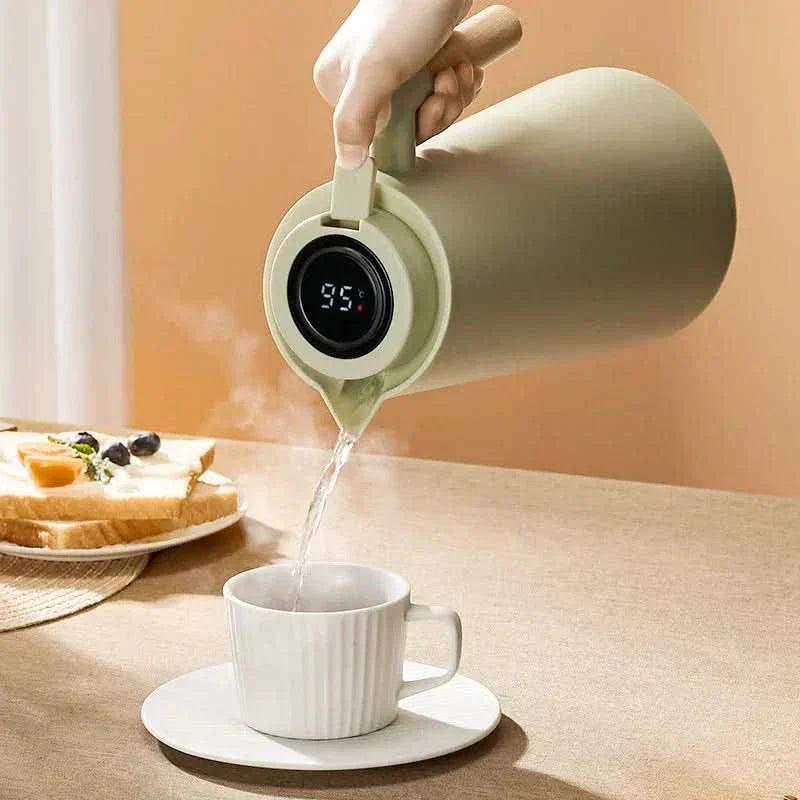 Thermoskanne 1L Isolierkanne mit Temperaturanzeige für Kaffee und Tee - Norvielle