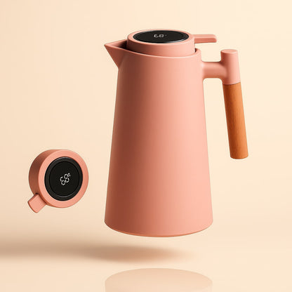 Thermoskanne 1L Isolierkanne mit Temperaturanzeige für Kaffee und Tee
