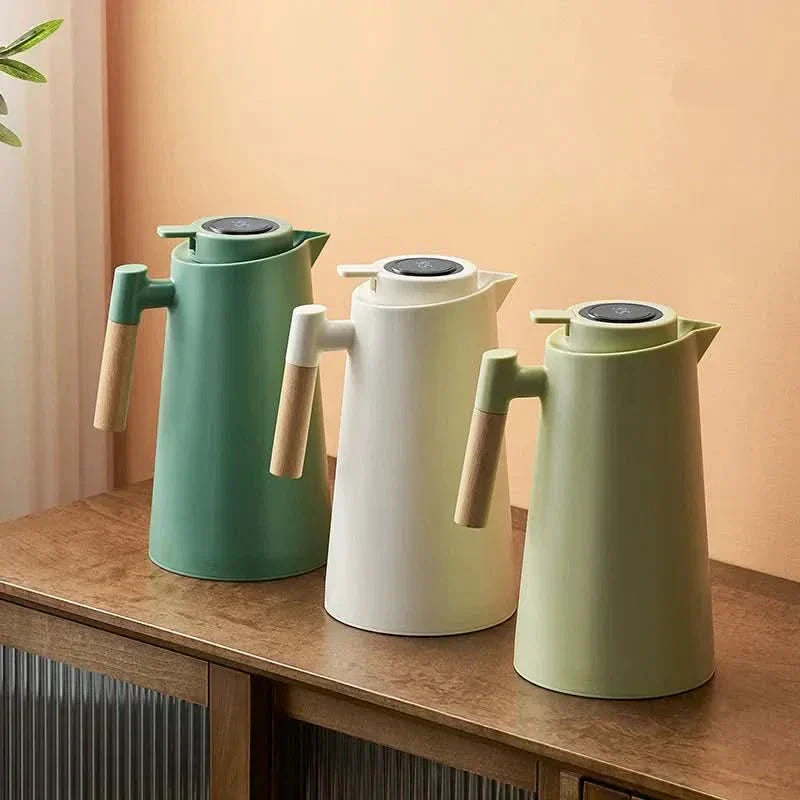 Thermoskanne 1L Isolierkanne mit Temperaturanzeige für Kaffee und Tee