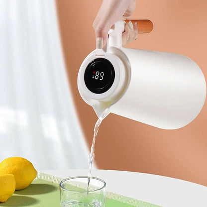Thermoskanne 1L Isolierkanne mit Temperaturanzeige für Kaffee und Tee