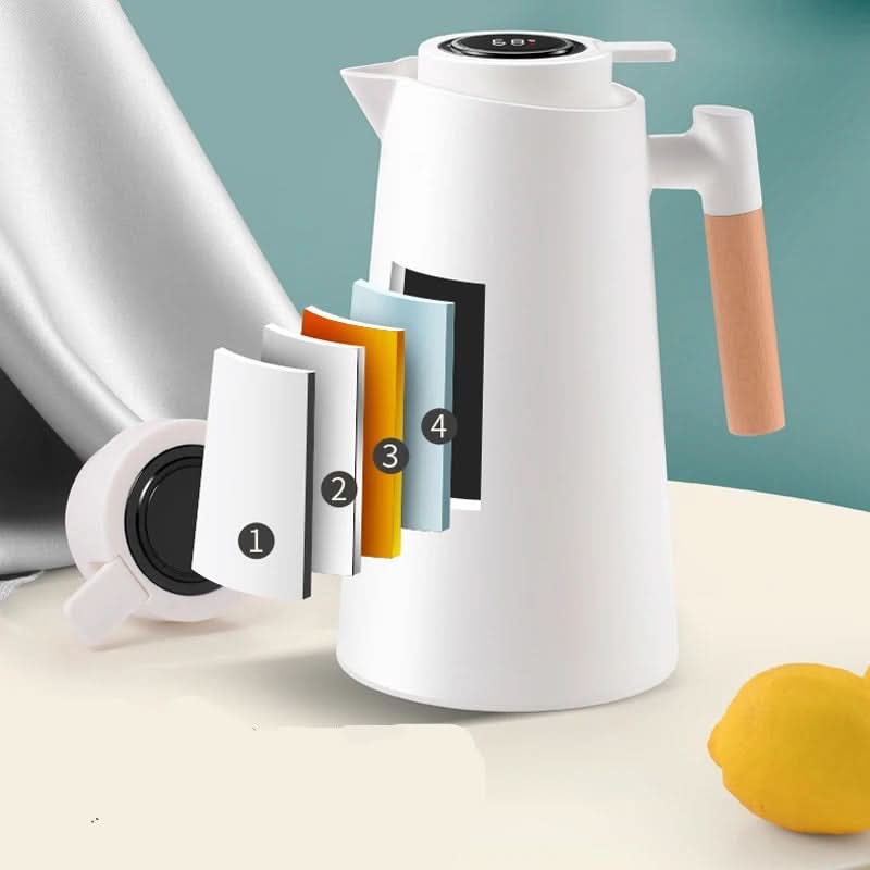 Thermoskanne 1L Isolierkanne mit Temperaturanzeige für Kaffee und Tee