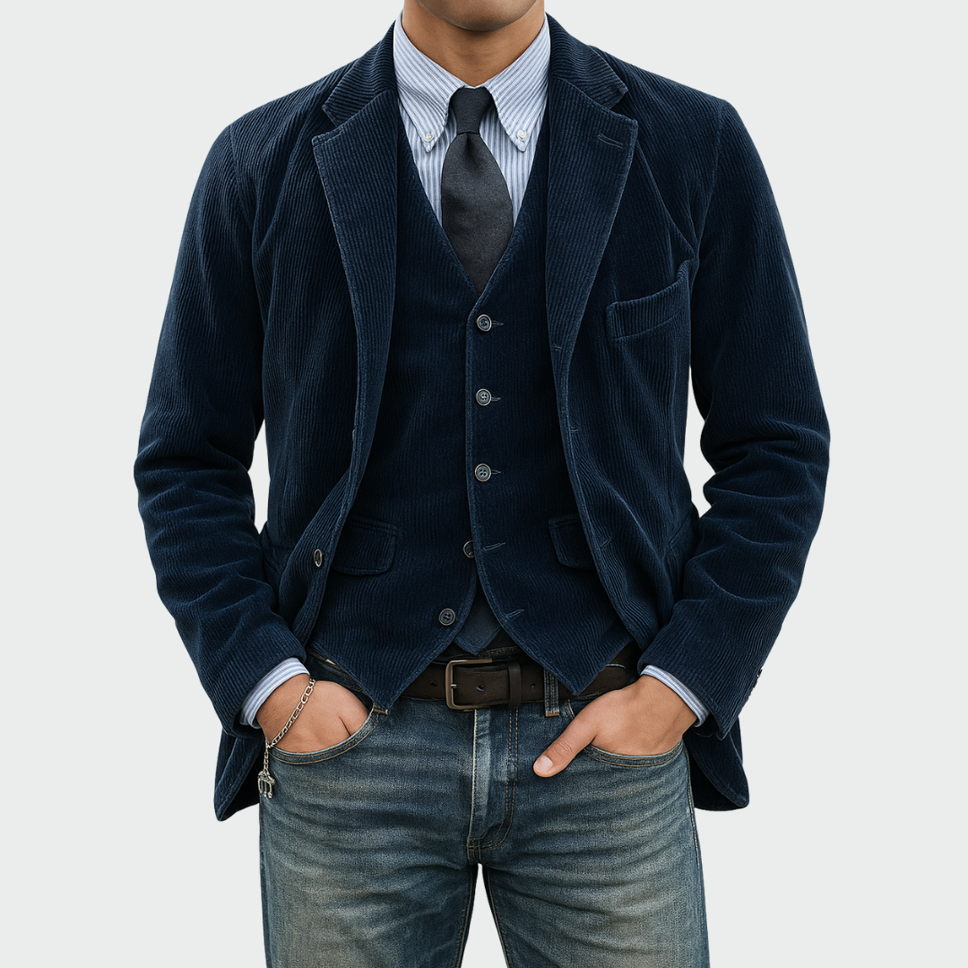 Herren Blazer Set Samt Schwarz - Norvielle