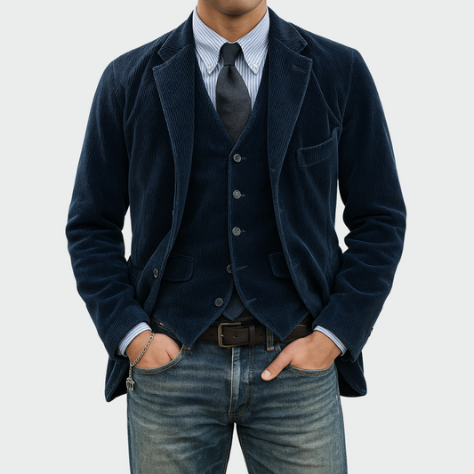 Herren Blazer Set Samt Schwarz - Norvielle