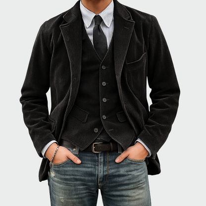 Herren Blazer Set Samt
