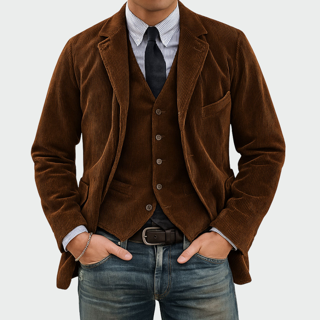Herren Blazer Set Samt