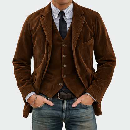 Herren Blazer Set Samt