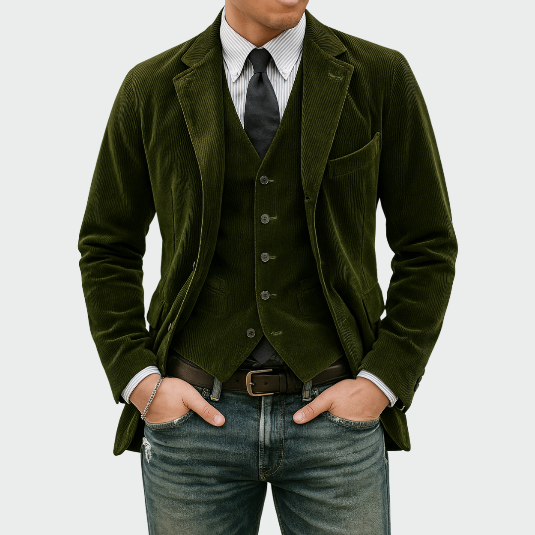 Herren Blazer Set Samt