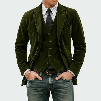 Herren Blazer Set Samt
