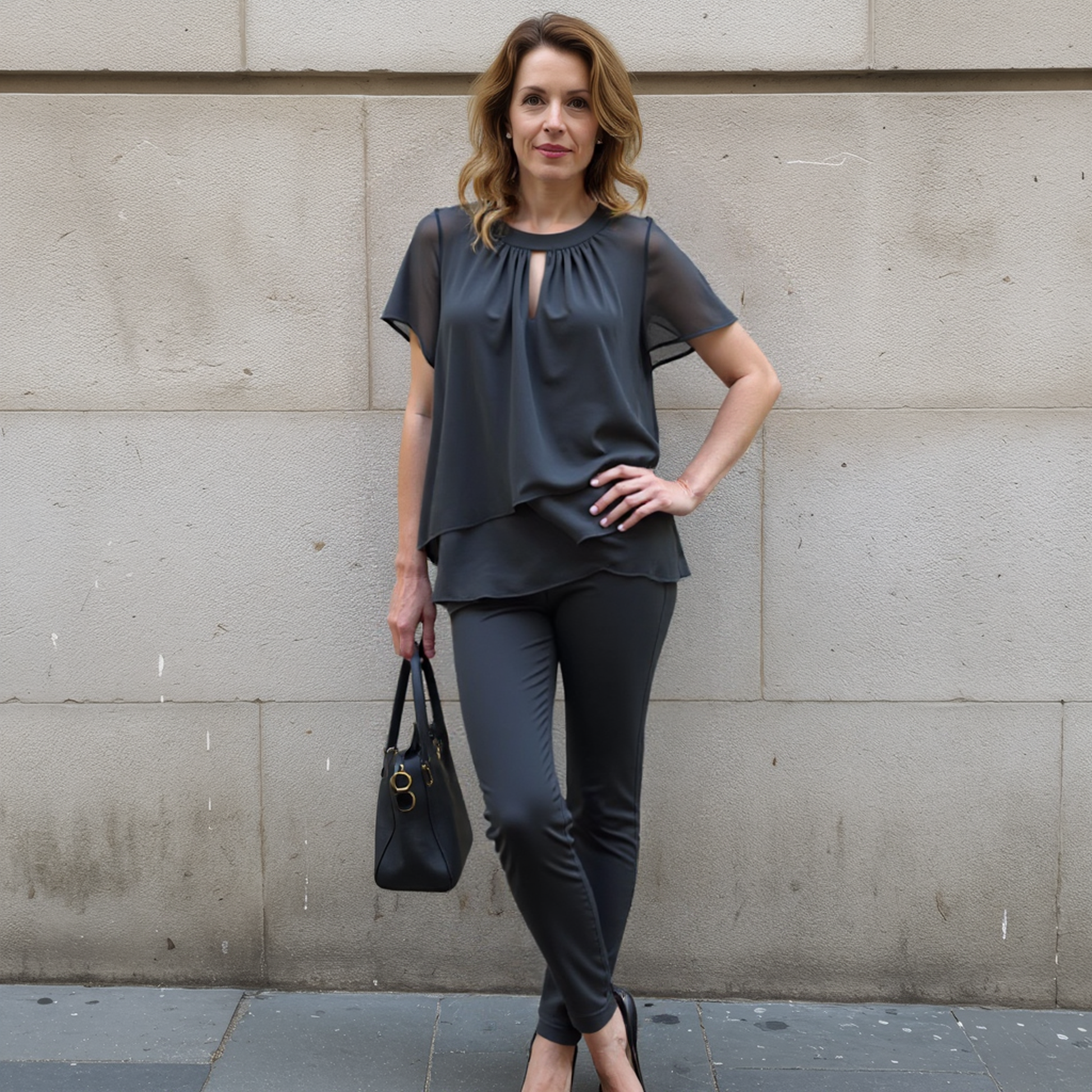 Damen 2-Teiliges Set Bluse Hose Leicht Baumwolle - Eveloria