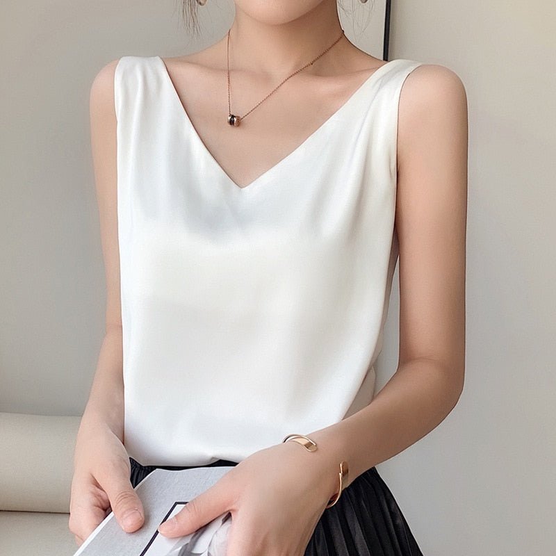 Damen Ärmelloses Tanktop V-Ausschnitt