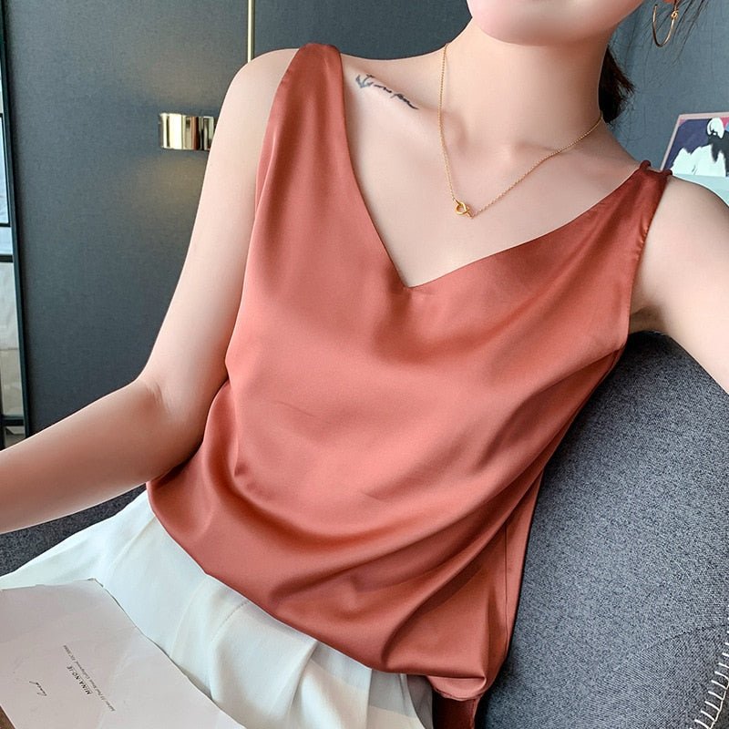 Damen Ärmelloses Tanktop V-Ausschnitt