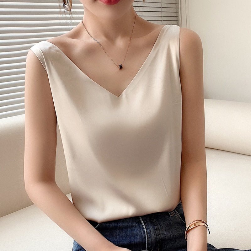 Damen Ärmelloses Tanktop V-Ausschnitt