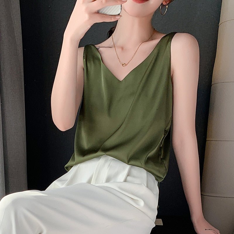 Damen Ärmelloses Tanktop V-Ausschnitt
