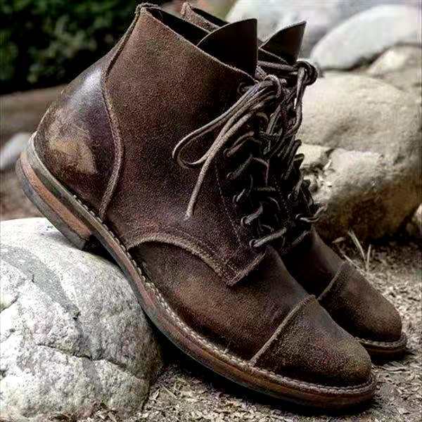Norvielle Herren Retro Schnürstiefel
