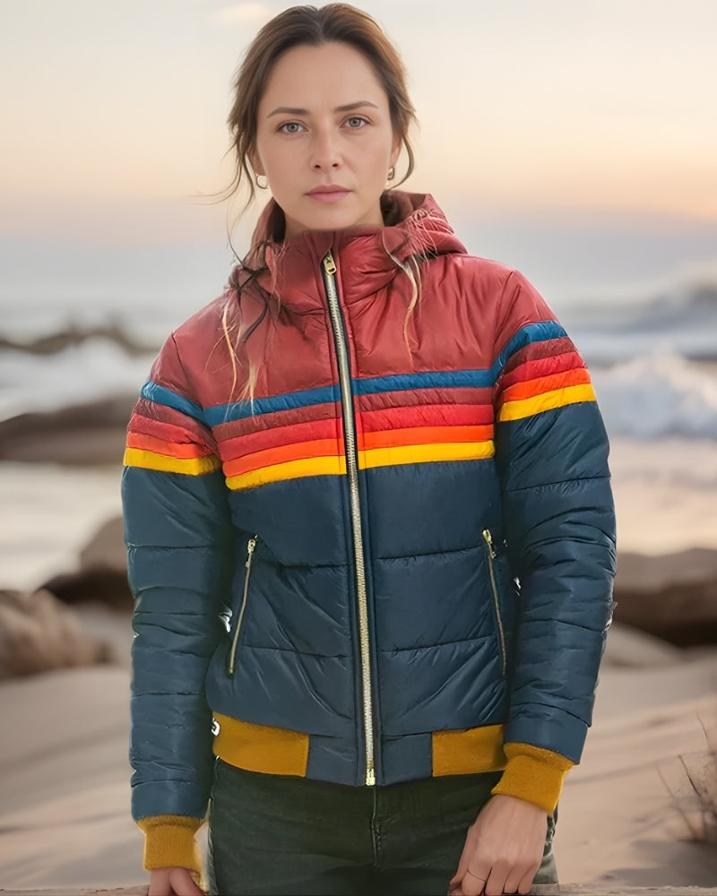 Damen Übergangsjacke Colorblock-Design Modern