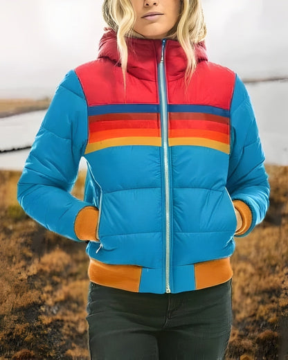 Damen Übergangsjacke Colorblock-Design Modern