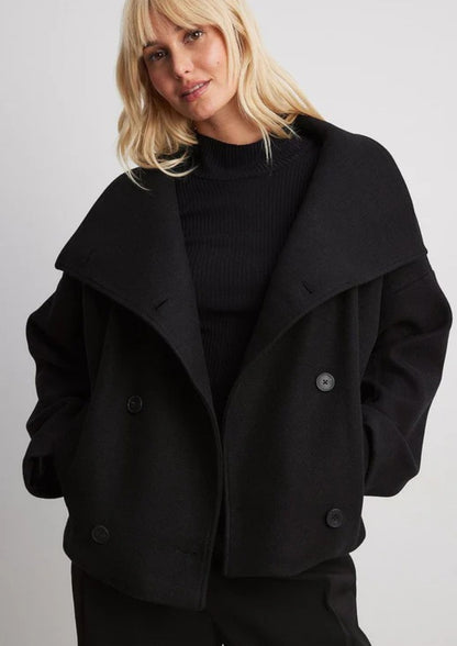 Damen Übergangsjacke Breites Revers Kurz