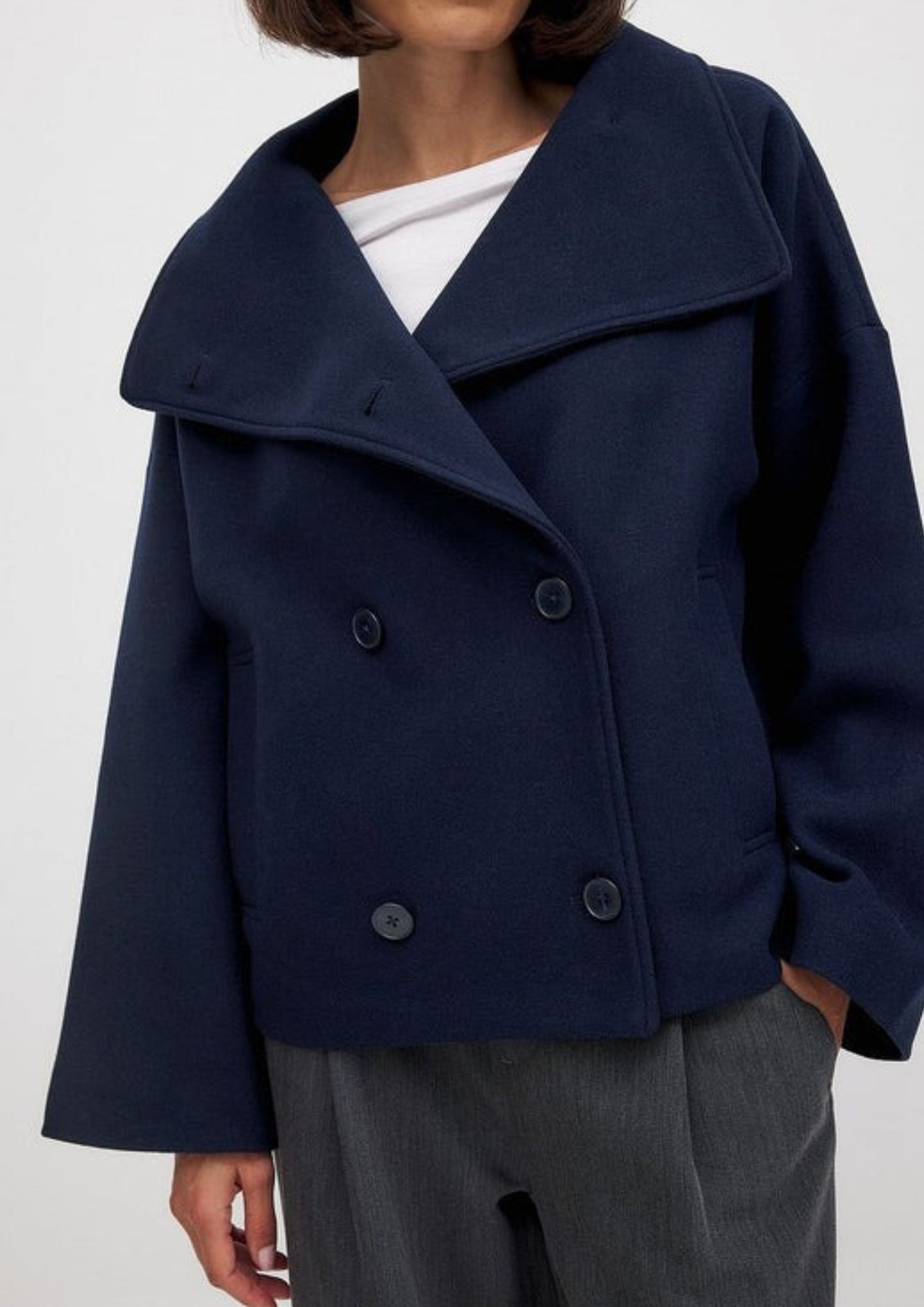 Damen Übergangsjacke Breites Revers Kurz