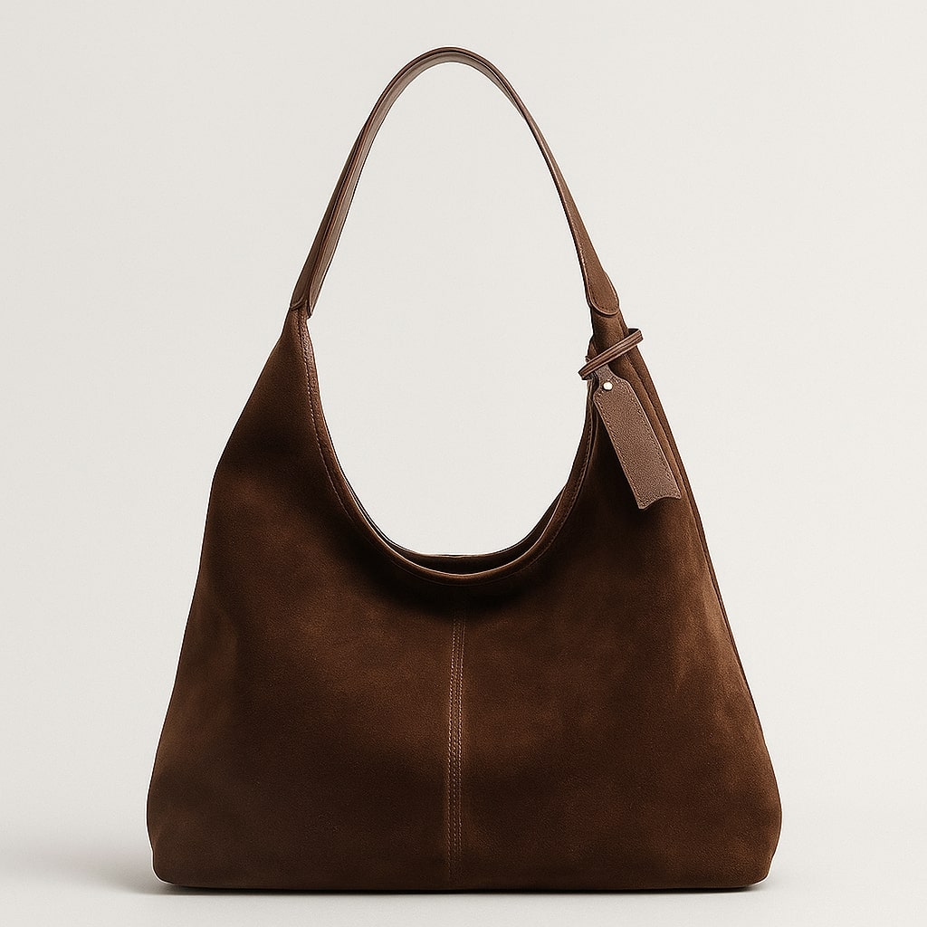 Damen Schultertasche Wildleder Vintage Leder Braun - Norvielle