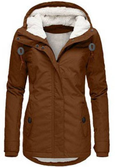 Damen Winterjacke Mittellang Bequem Mit Taschen