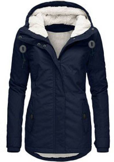 Damen Winterjacke Mittellang Bequem Mit Taschen