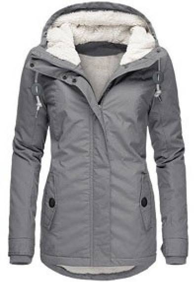 Damen Winterjacke Mittellang Bequem Mit Taschen Schwarz - Norvielle